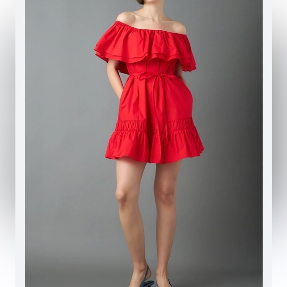 English Factory Dresses & Skirts - ENGLISH FACTORY WOMENS RED MINI DRESS OFF THE SHOULDER MEDIUM